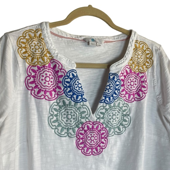 Boden Eda Embroidered Jersey Tunic White Cotton Women’s 10 - Picture 4 of 7